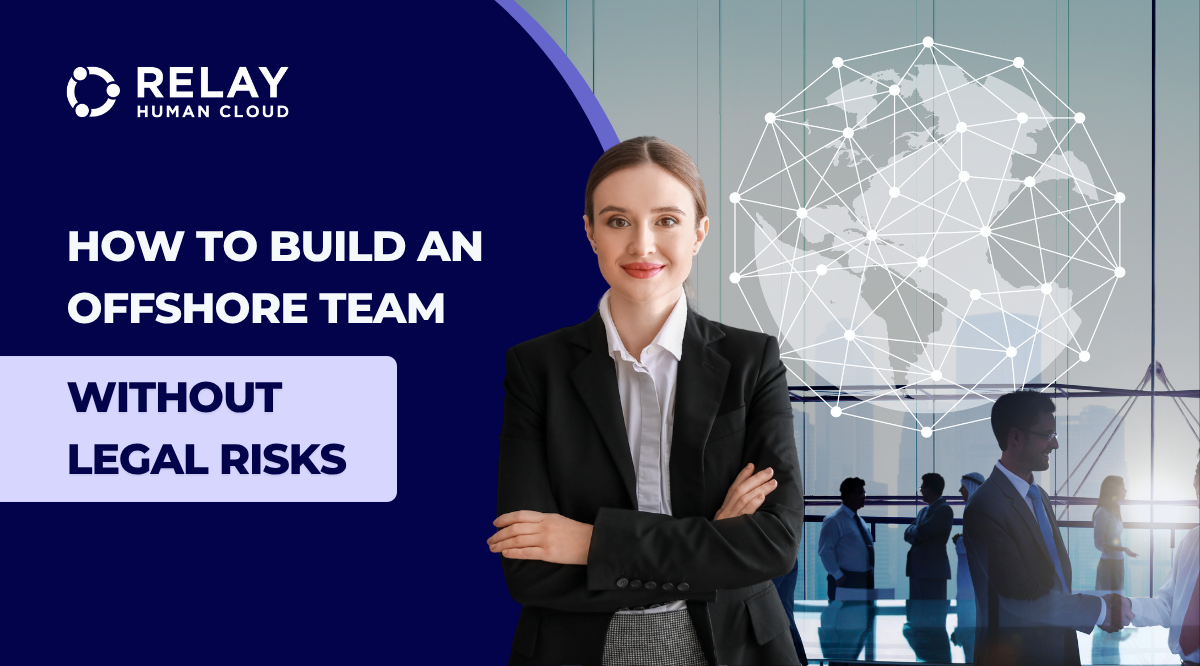 A woman in corporate attire standing with her hands crossed. Multiple people in corporate attire in the background talking to each other.