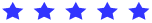 Seven blue five-pointed stars in a horizontal row, likely a star rating display.