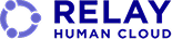 Relay Human Cloud logo: blue circular emblem with the text 'RELAY' 'HUMAN CLOUD'.